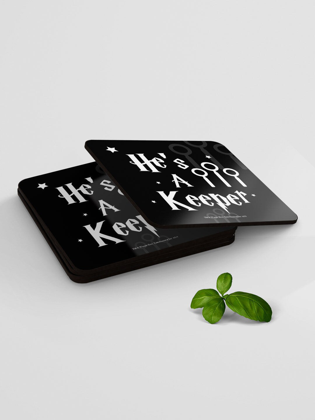 

macmerise Black & White Valentine Keeper Design Square MDF Wooden Coaster