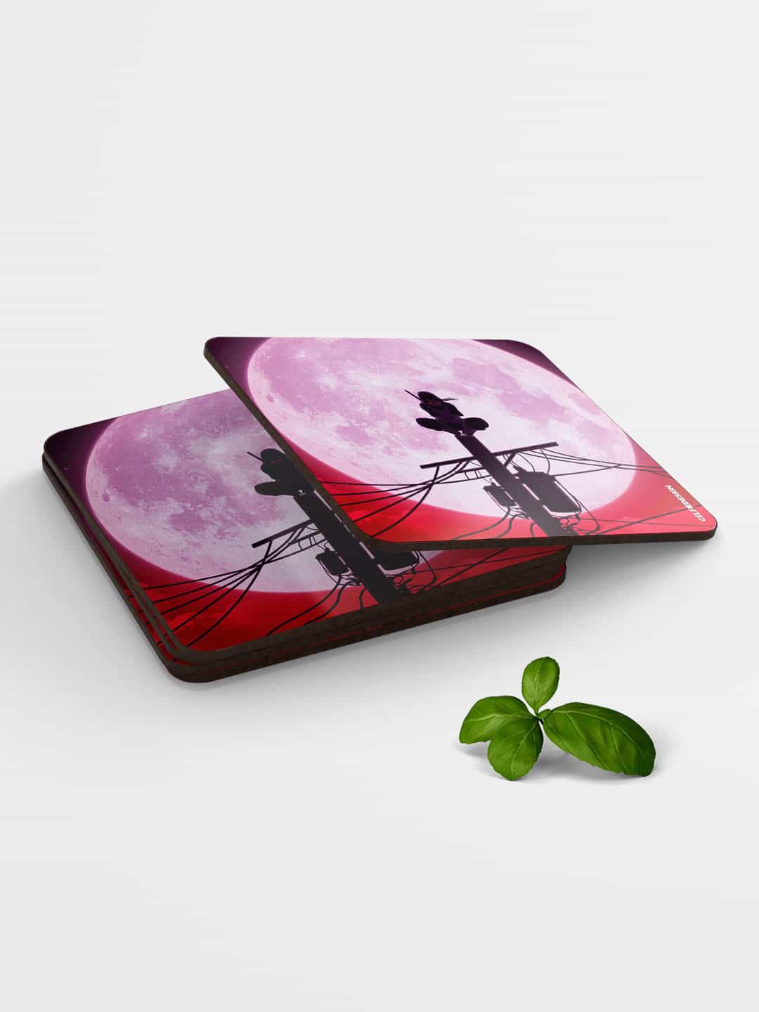 

macmerise Light Pink & Red Itachi Uchiha Design Square MDF Wooden Coaster