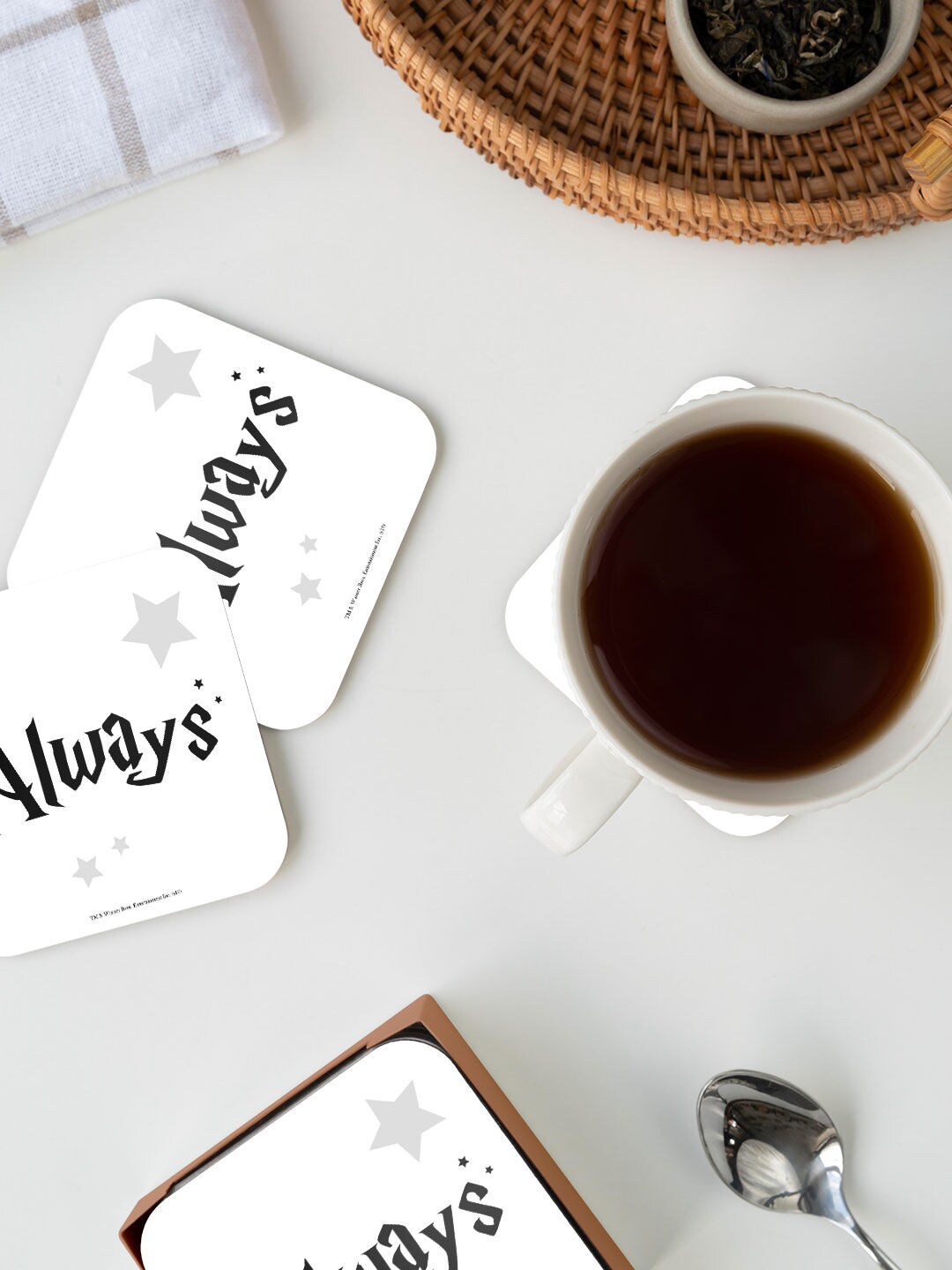 

macmerise White & Black Valentine Always Design Square MDF Wooden Coaster