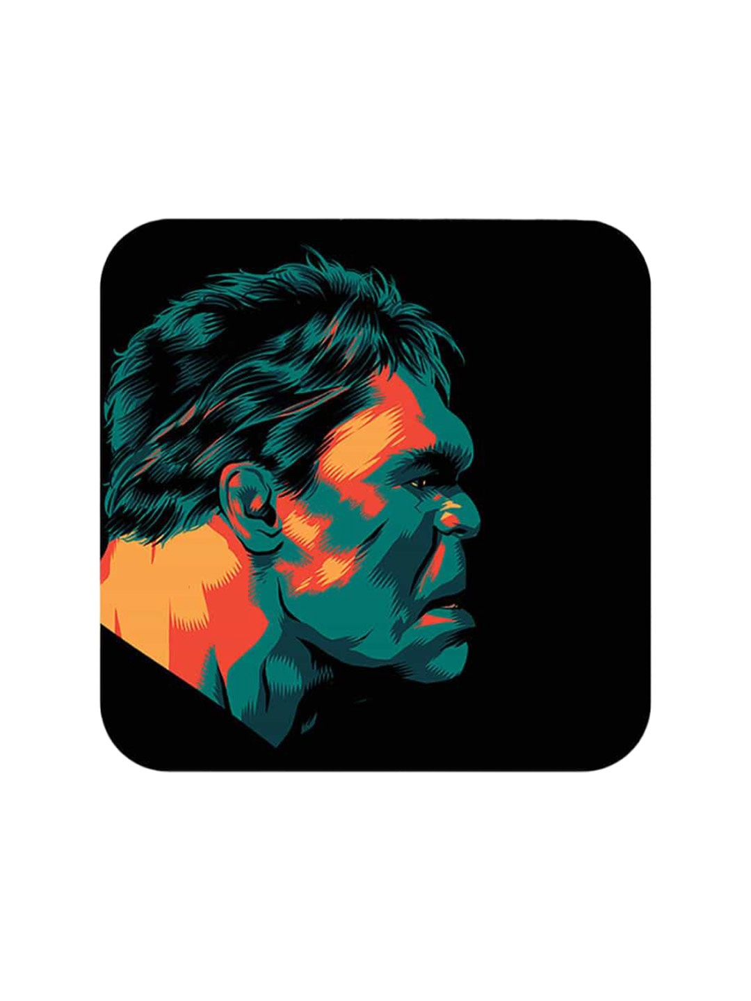 

macmerise Black & Teal Green Illuminated Hulk Design Square MDF Wooden Coaster
