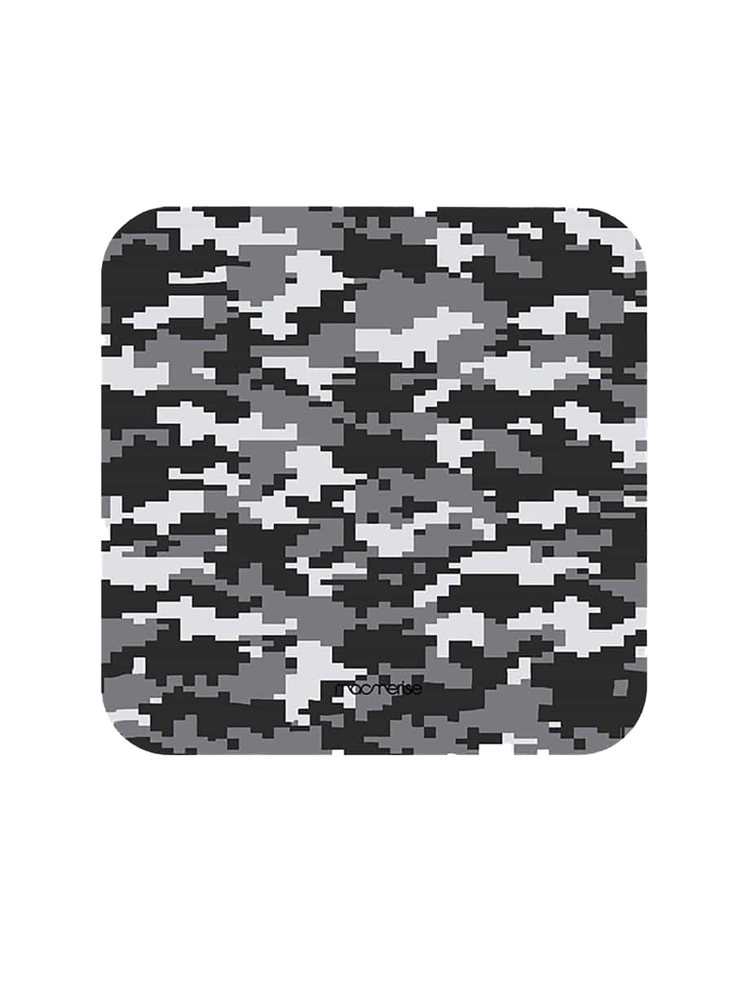 

macmerise Black & White Camo Pixel Ash Design Square MDF Wooden Coaster