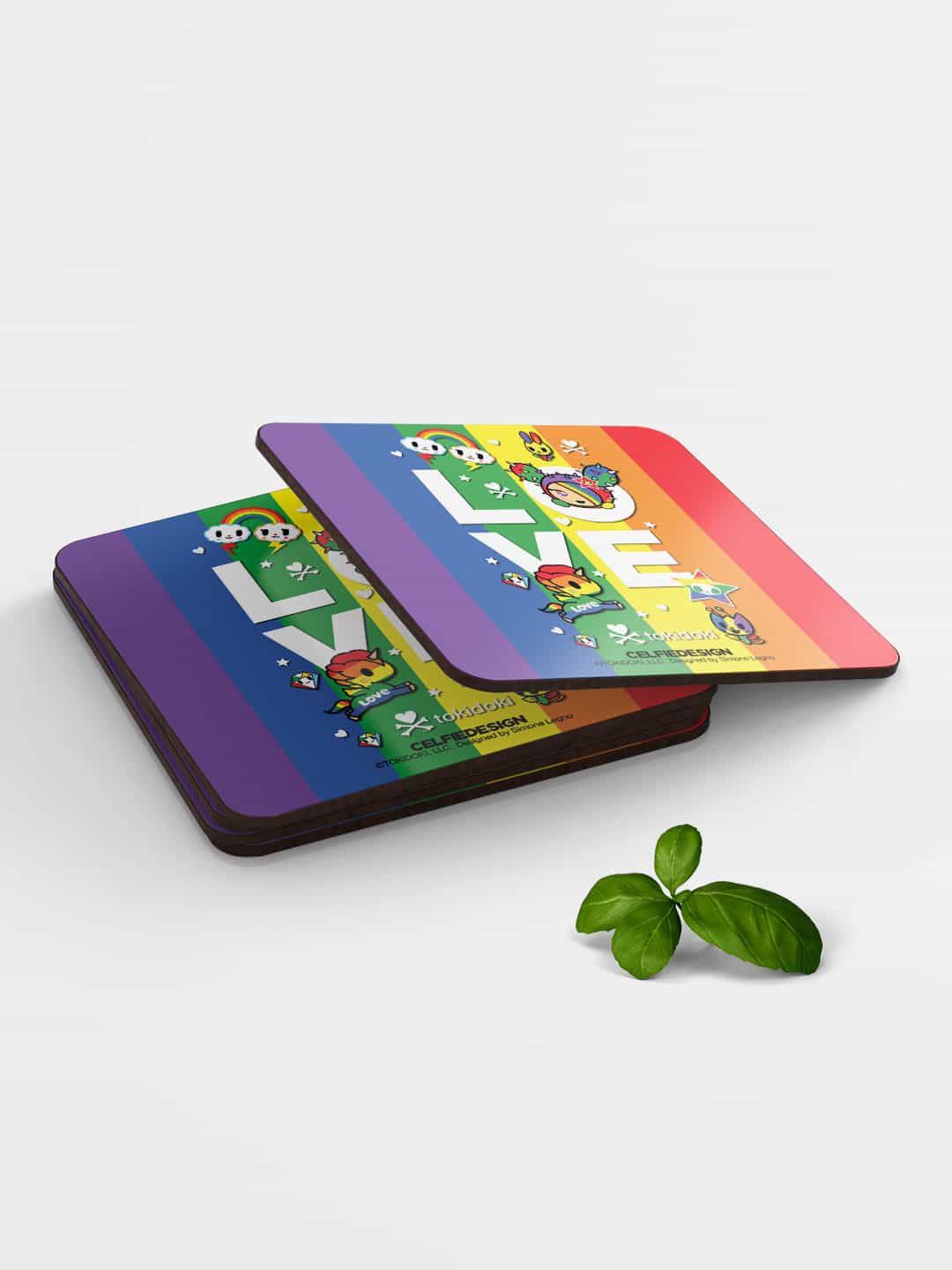 

macmerise Blue & Red TD Pride Love Design Square MDF Wooden Coaster