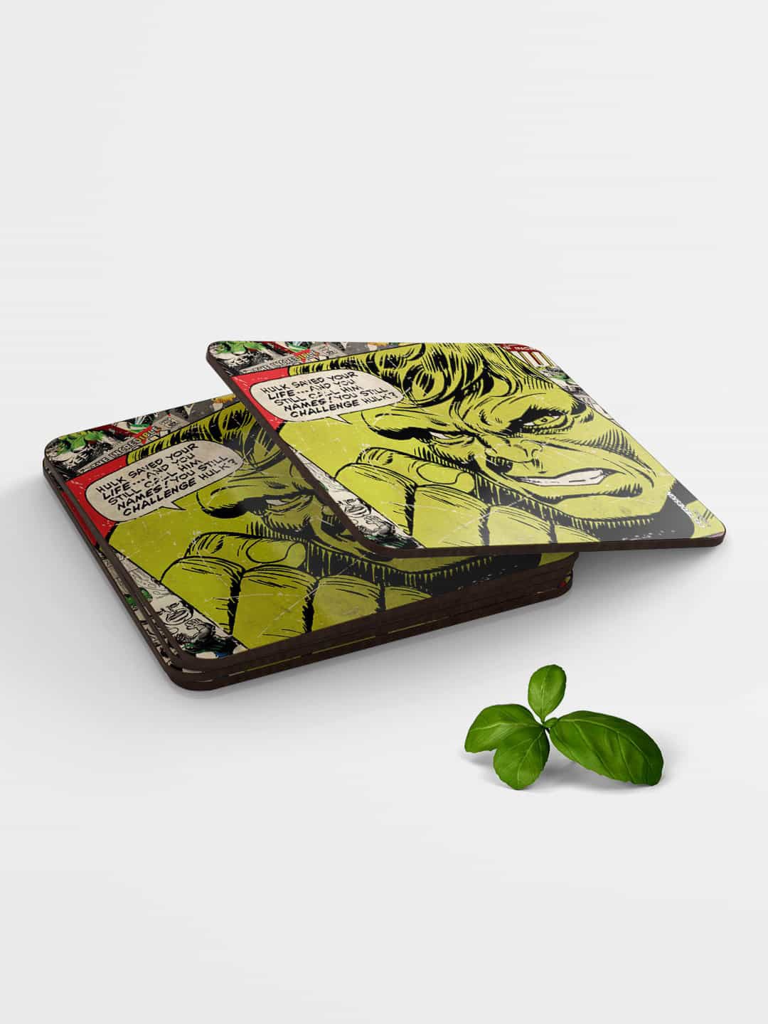 

macmerise Green & Black Comic Hulk Design Square MDF Wooden Coaster