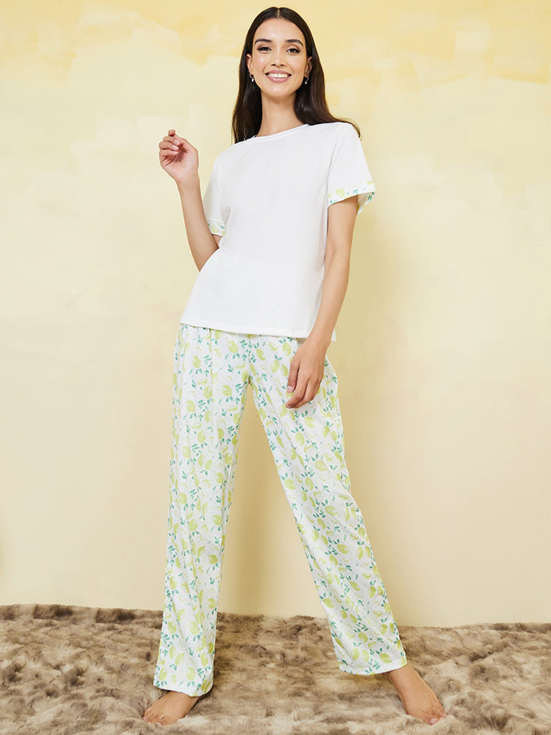 

Styli Conversational Printed Night Suit, White