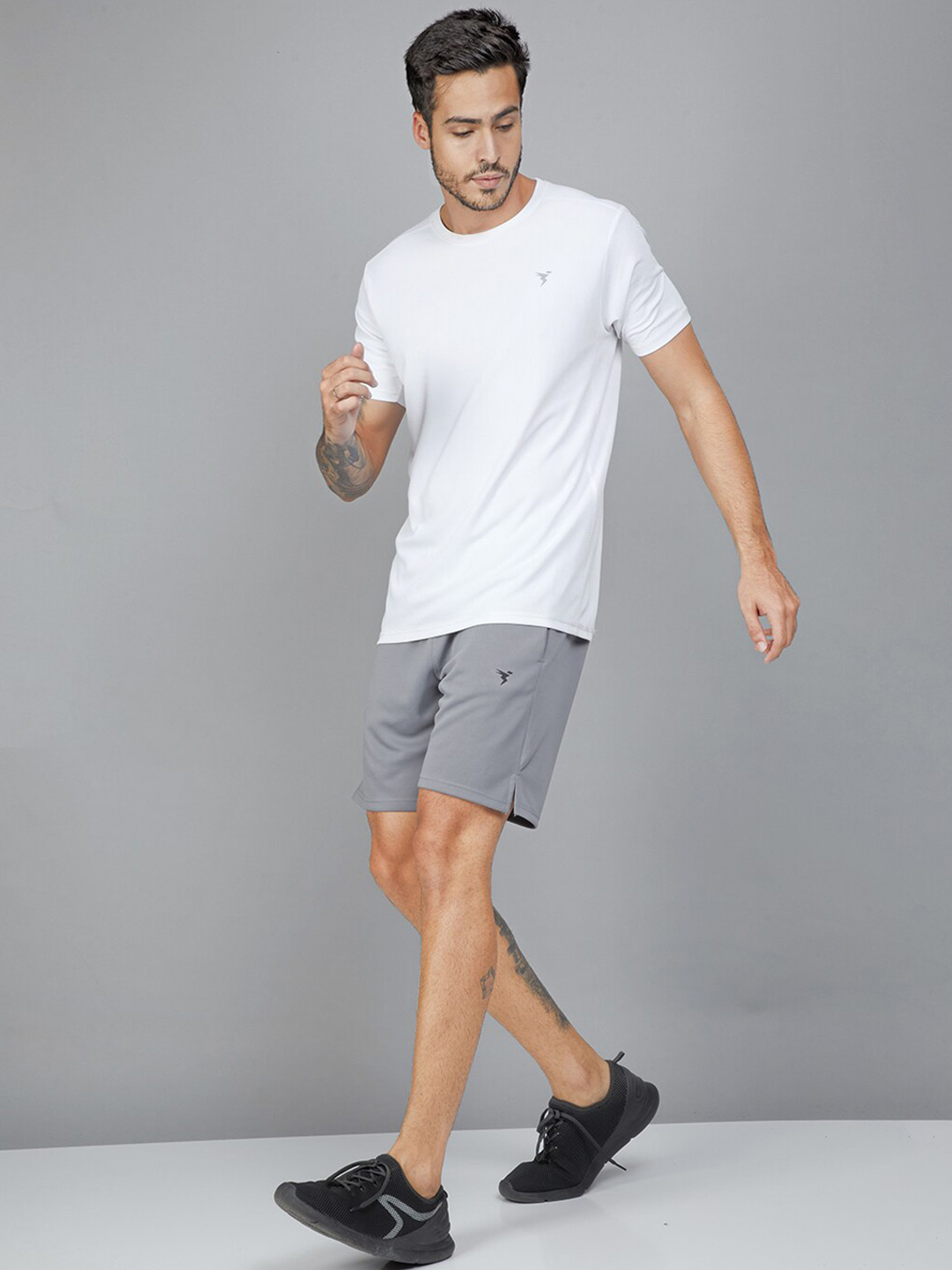 

Technosport Men Mid Rise Slim Fit Antimicrobial Sports Shorts, Grey melange