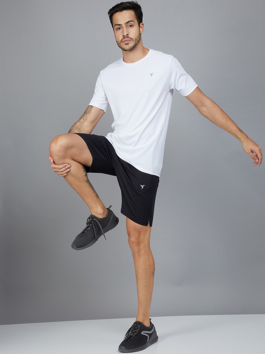 

Technosport Men Slim Fit Antimicrobial Training or Gym Sports Shorts, Black