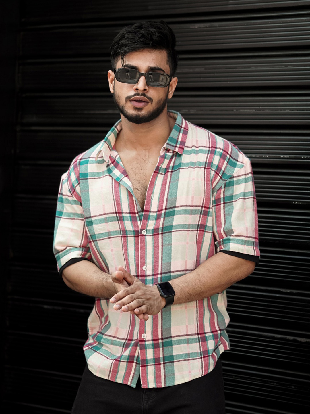 

Powerlook Pink & Green India Slim Fit Tartan Checks Casual Shirt