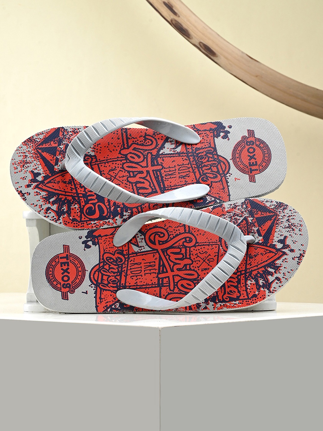 

BIRDE Men Printed Thong Flip-Flops, Grey