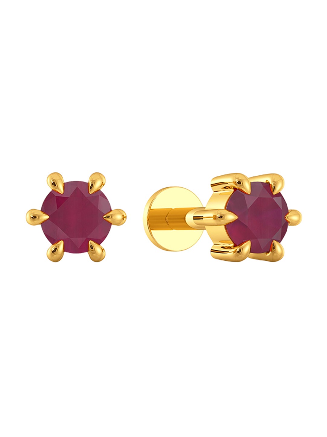 

MELORRA Doting Scarlet 18KT Gold Ruby Gemstone Stud Earrings-1.17gm