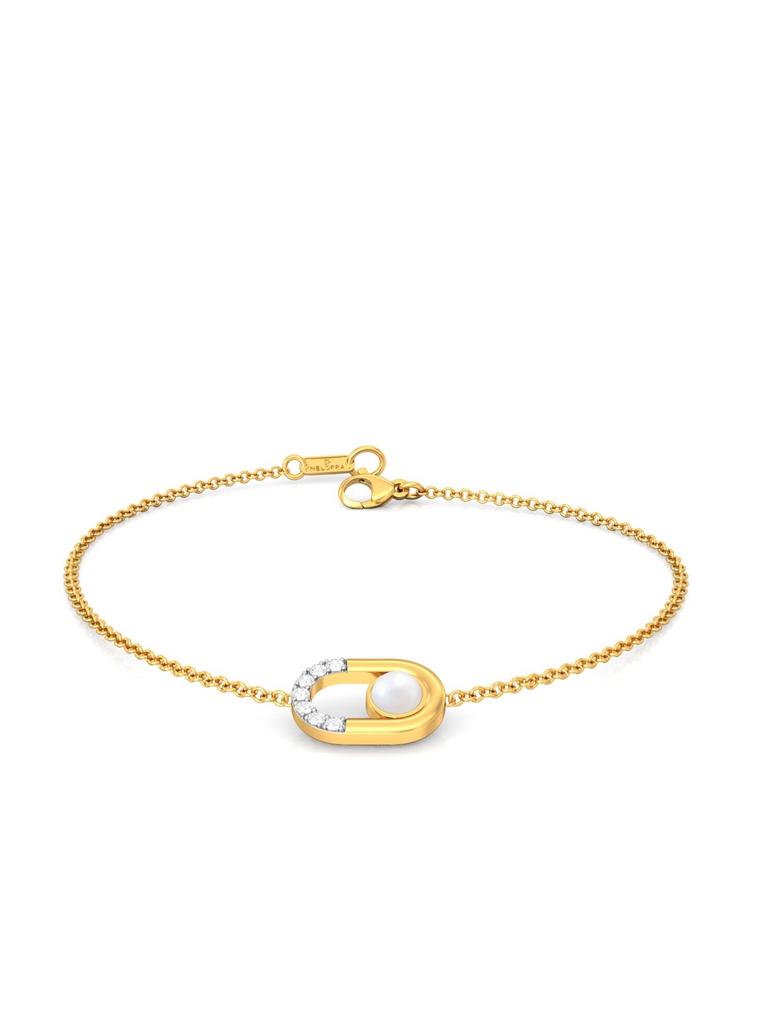 

MELORRA 18KT Diamond & Pearl Gold Bracelet-2.73gm