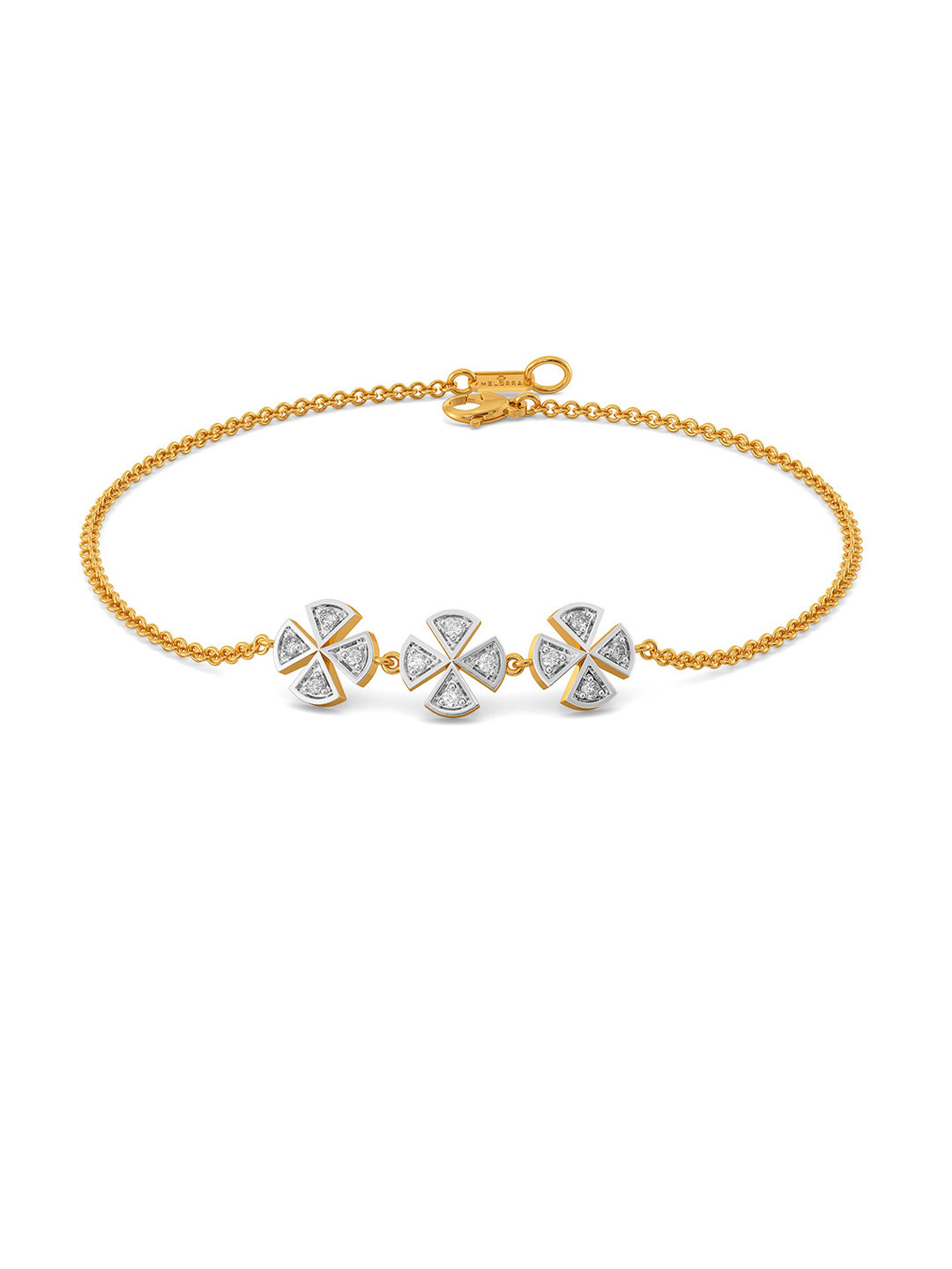 

MELORRA Check Remix Rhodium Plated 18KT Gold Diamond Bracelet-2.51gm