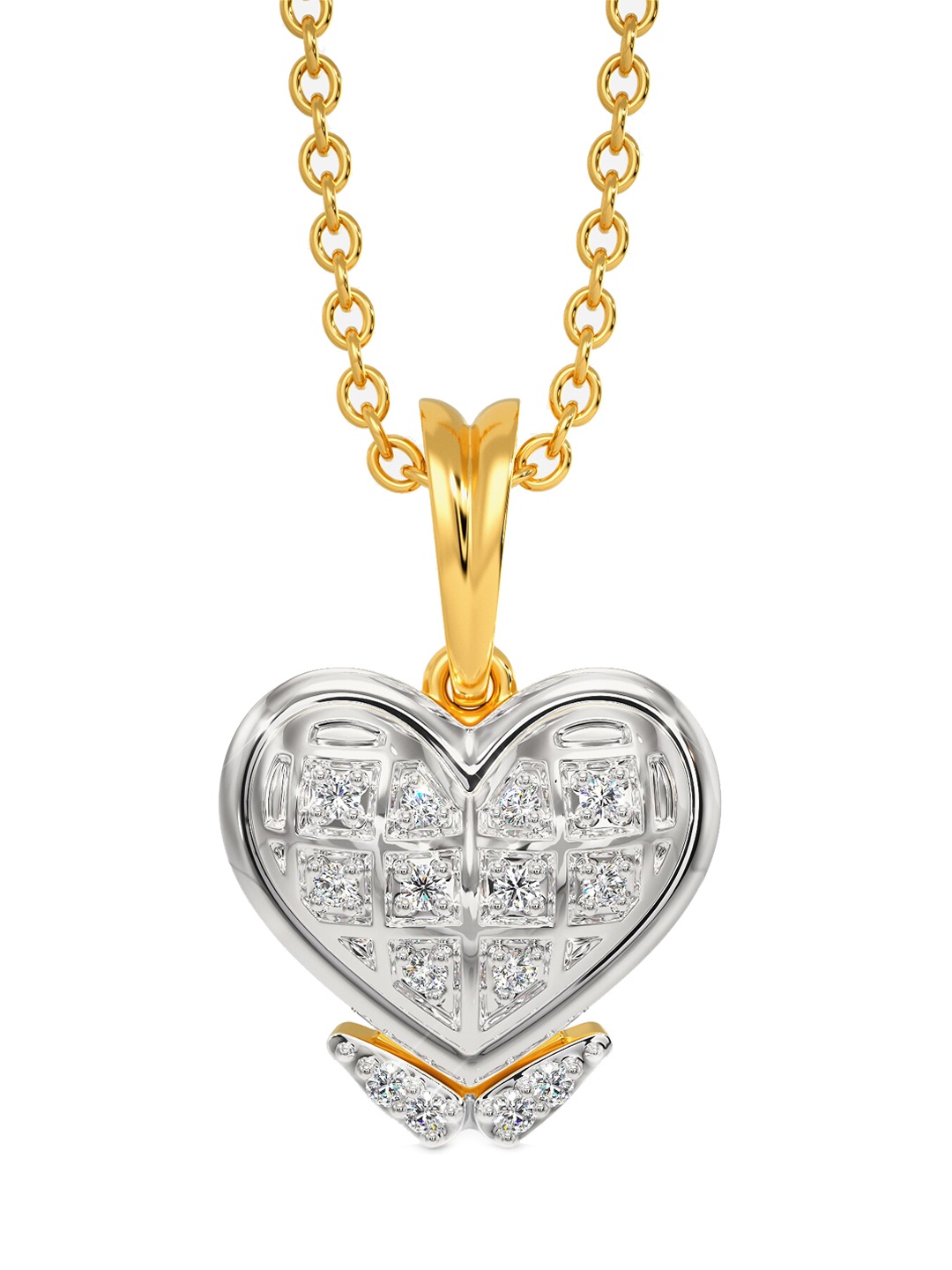 

MELORRA Edgy Romance Rhodium plating 18KT Gold Diamond Pendant-2.1gm