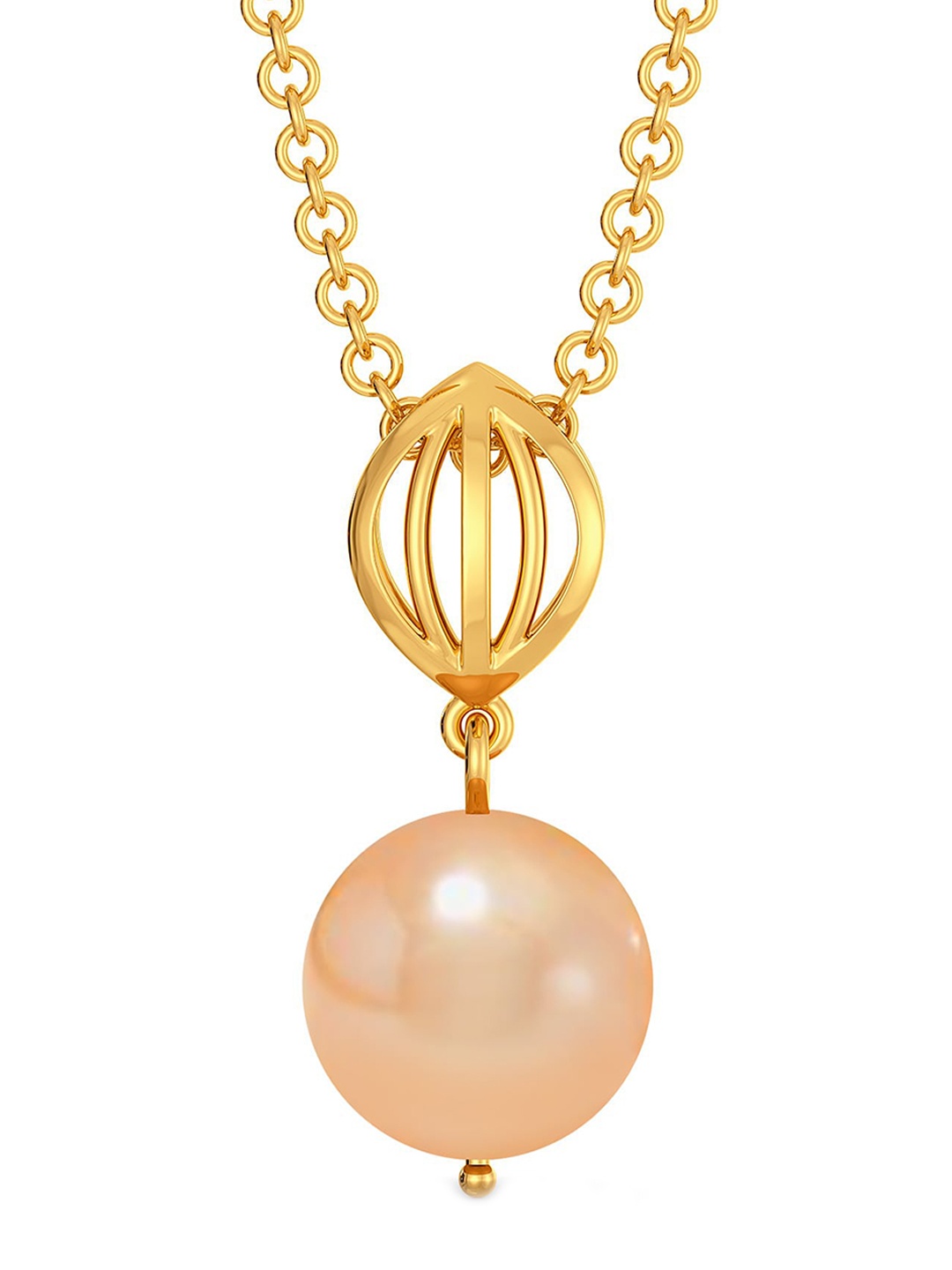 

MELORRA Twirl in Peach 18KT Gold Pearl Gemstone Pendant-0.63gm