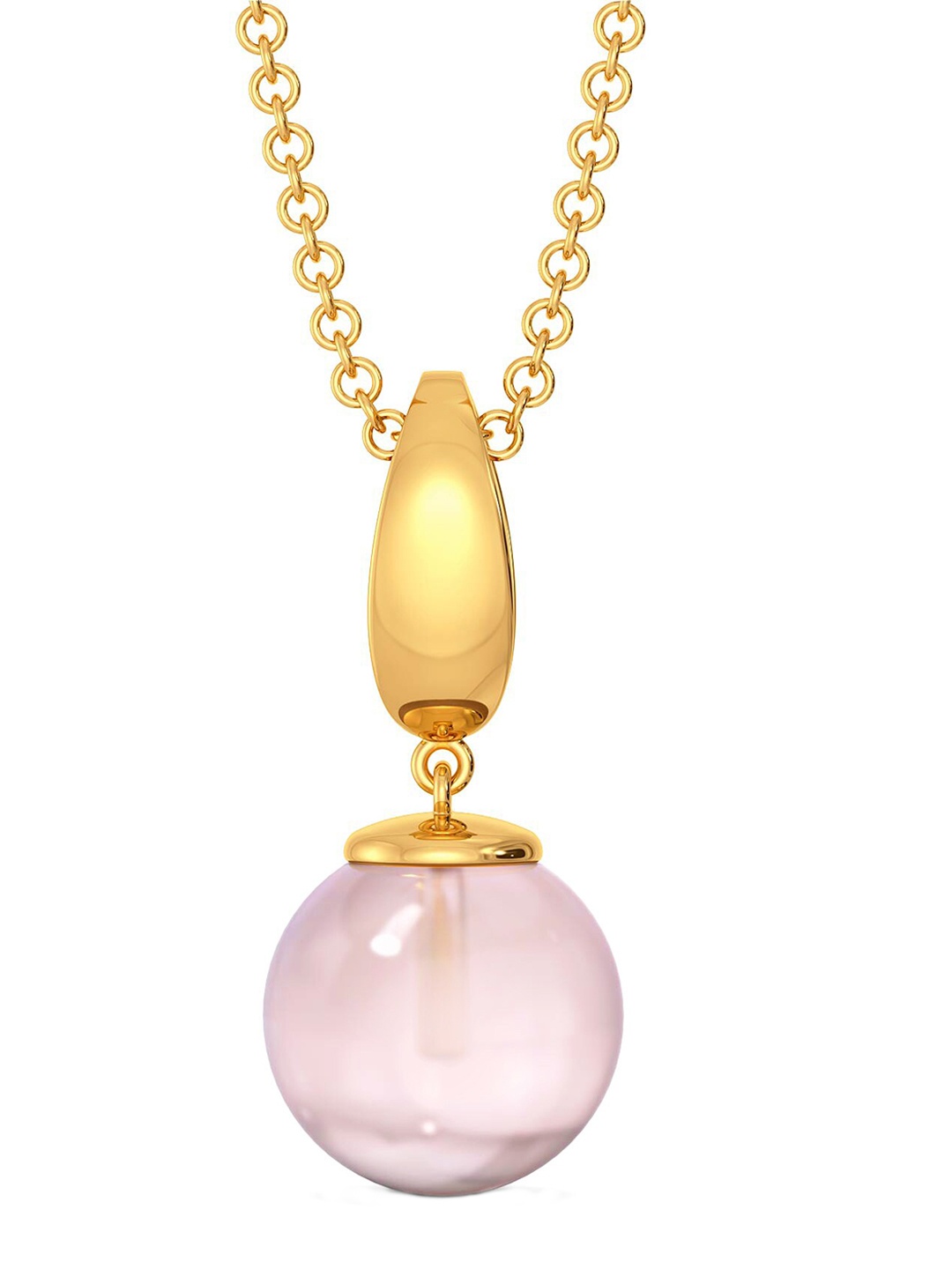 

MELORRA Dews of Pink 18KT Gold Quartz Gemstone Pendant-1.23gm