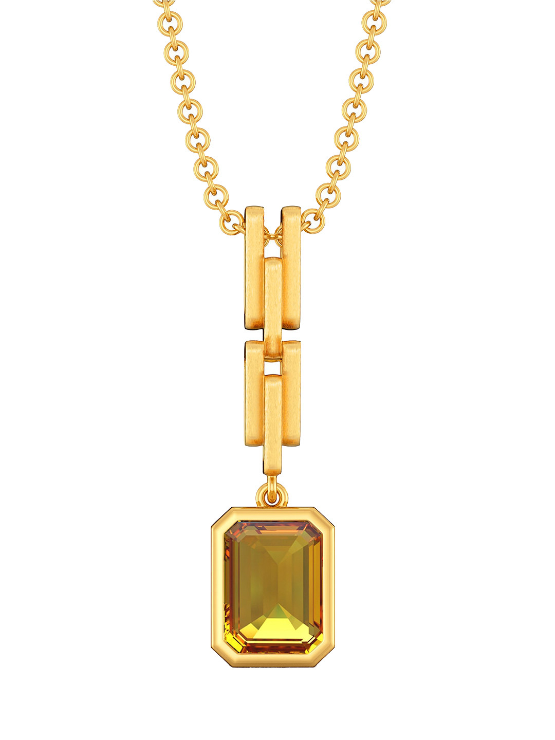 

MELORRA Hazel Hues 18KT Gold Chalcedony Gemstone Pendant-2.3gm