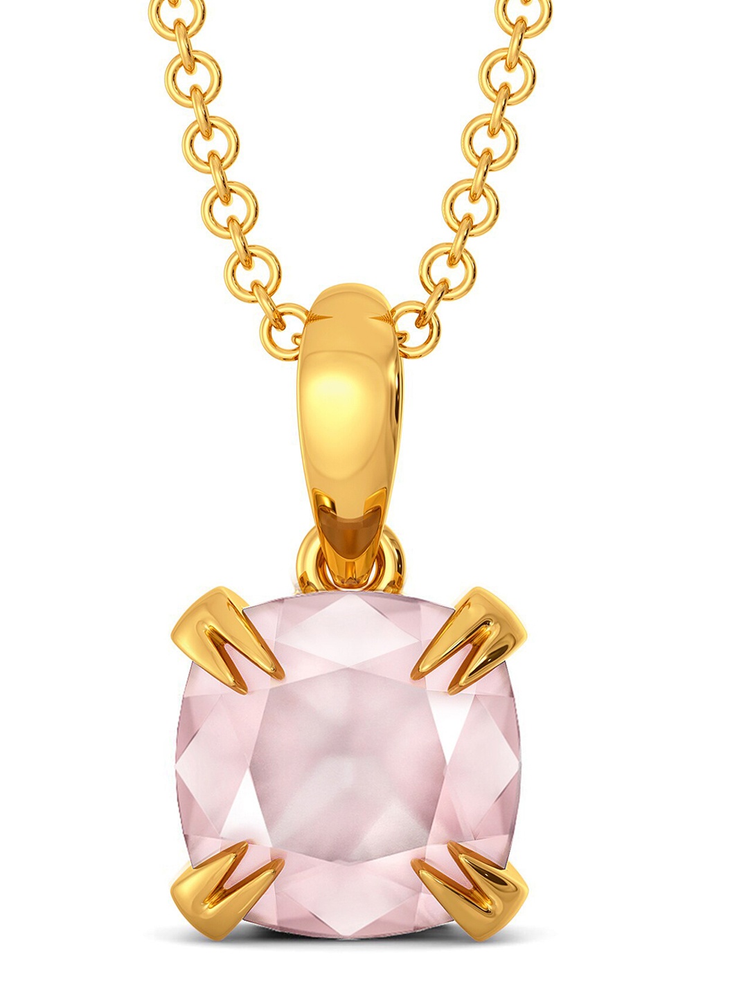 

MELORRA Blush On 18KT Gold Quartz Gemstone Pendant-1.69gm