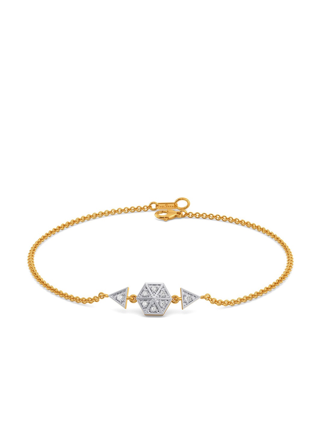 

MELORRA Plaid Play Rhodium Plated 18KT Gold Diamond Bracelet-2.75gm