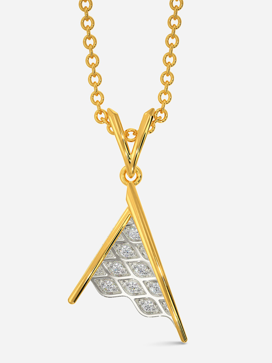 

MELORRA Knits Maze Rhodium-Plated Diamond-Studded 18KT Gold Pendant - 1.93 gm