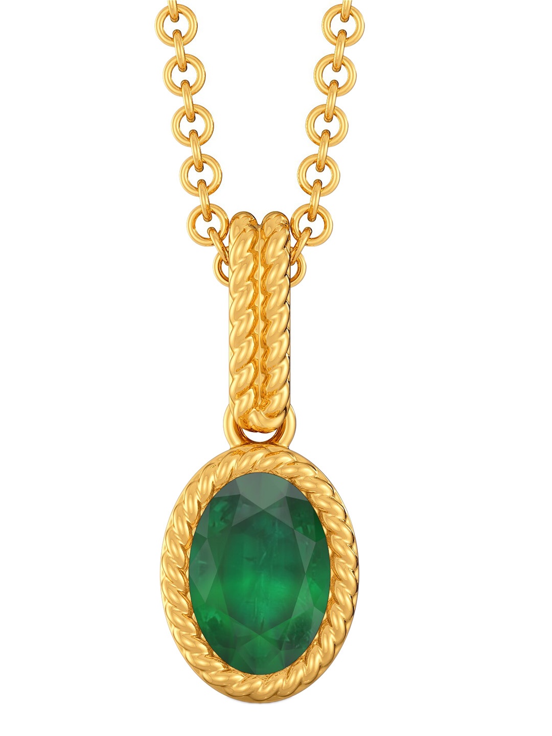 

MELORRA Green Gables 18KT Gold Emerald Gemstone Pendant-1.89gm