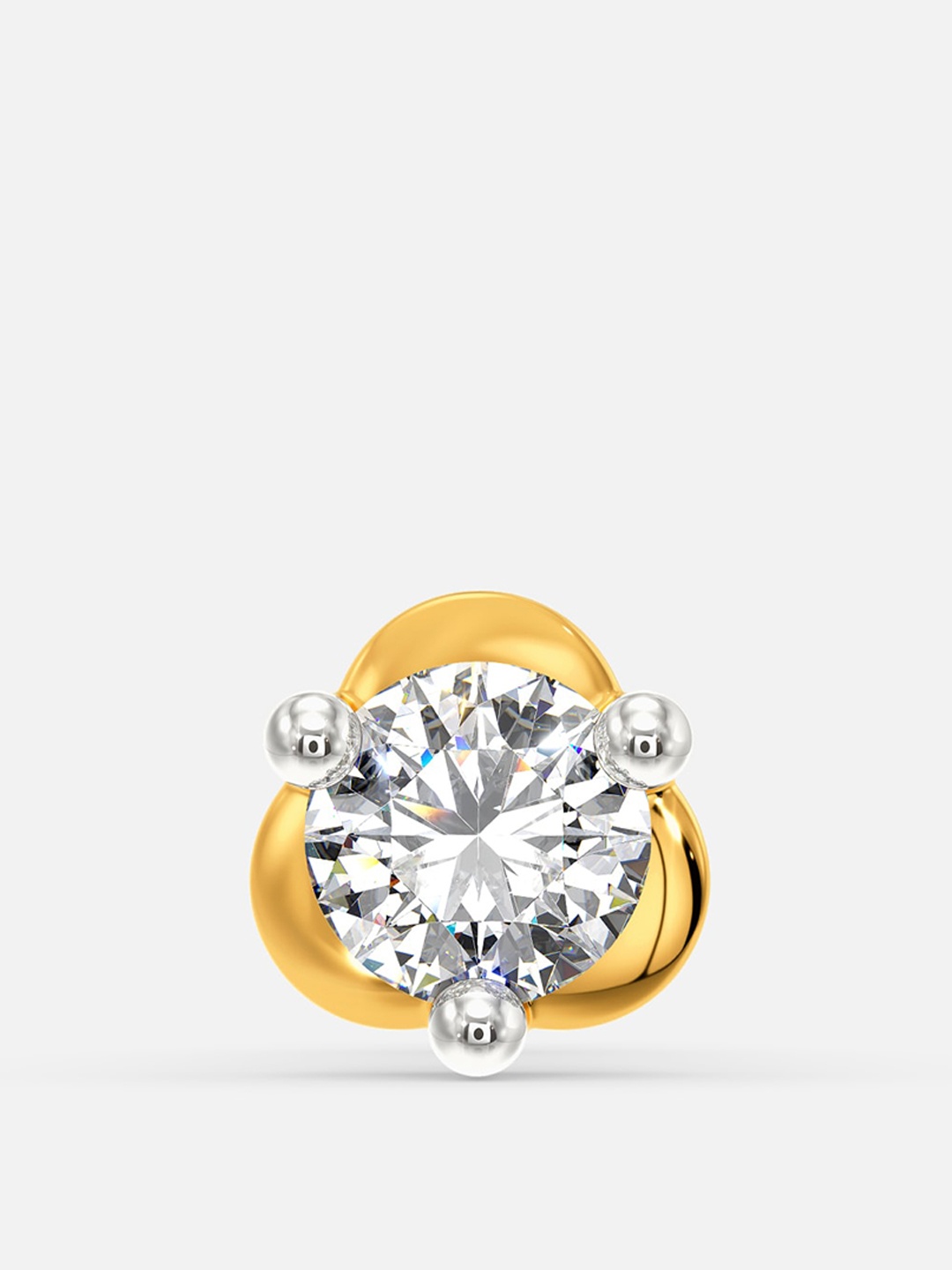 

MELORRA Like A Diva Rhodium-Plated Diamond-Studded 18KT Gold Nose Pin - 0.54 gm