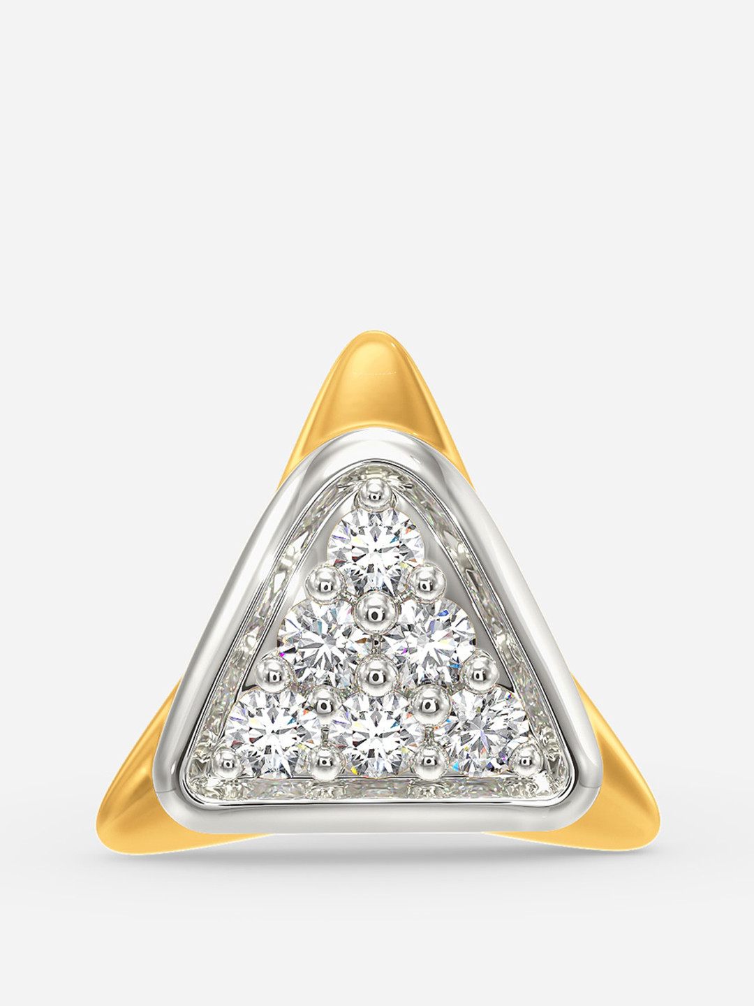 

MELORRA Love Triangle Rhodium-Plated Diamond-Studded 18KT Gold Nose Pin - 0.72 gm