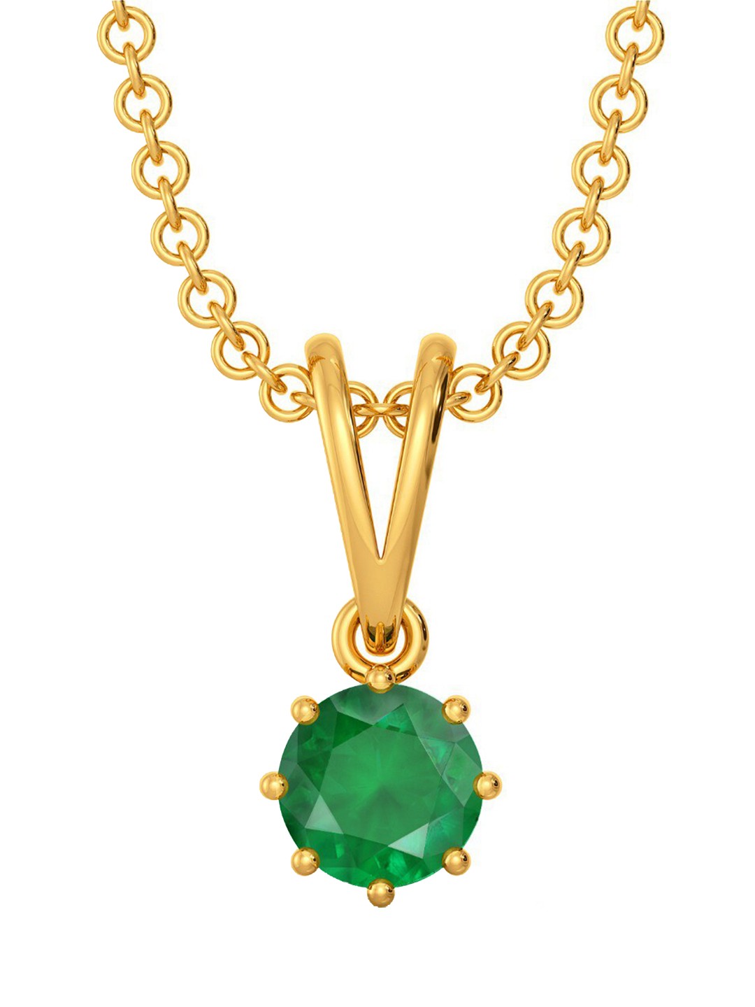 

MELORRA Green Glory 18KT Gold Emerald Gemstone Pendant-0.62gm