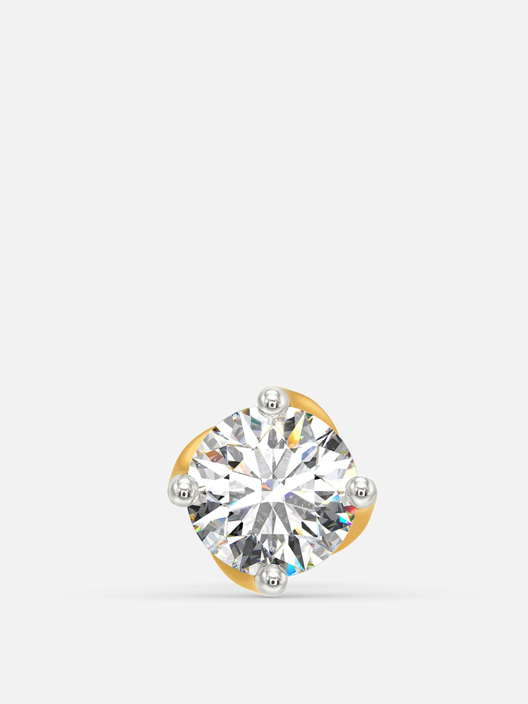 

MELORRA Red Romance Rhodium Plated 18KT Gold Diamond Nosepin-0.47gm