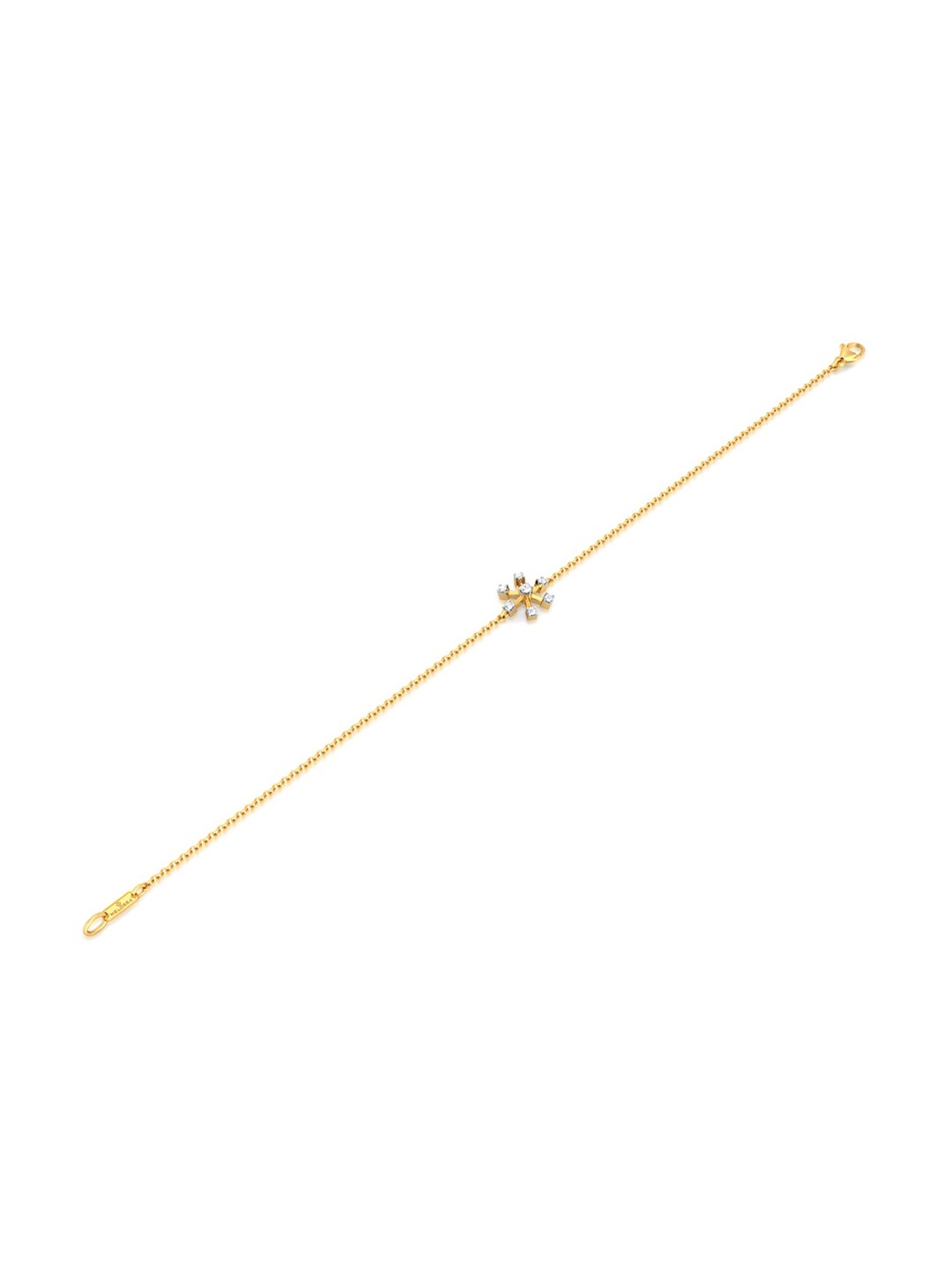 

MELORRA Ferris Roll Rhodium Plated 18KT Gold Diamond Bracelet-2.38gm