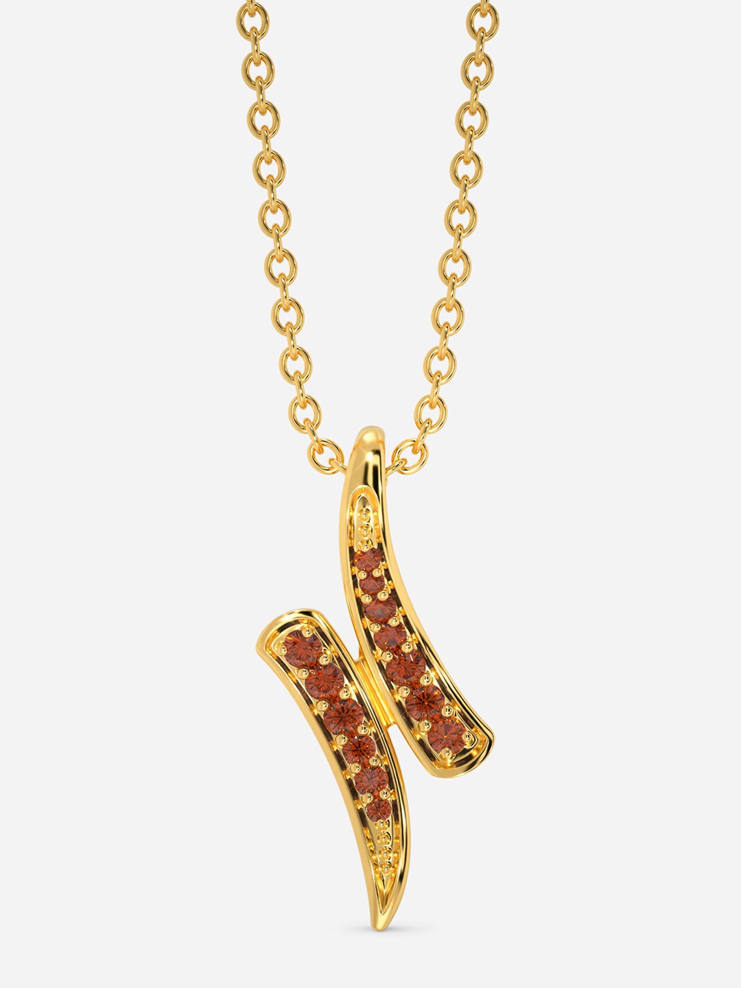

MELORRA Fiery Red 18KT Gold Garnet Gemstone Pendant-1.4gm
