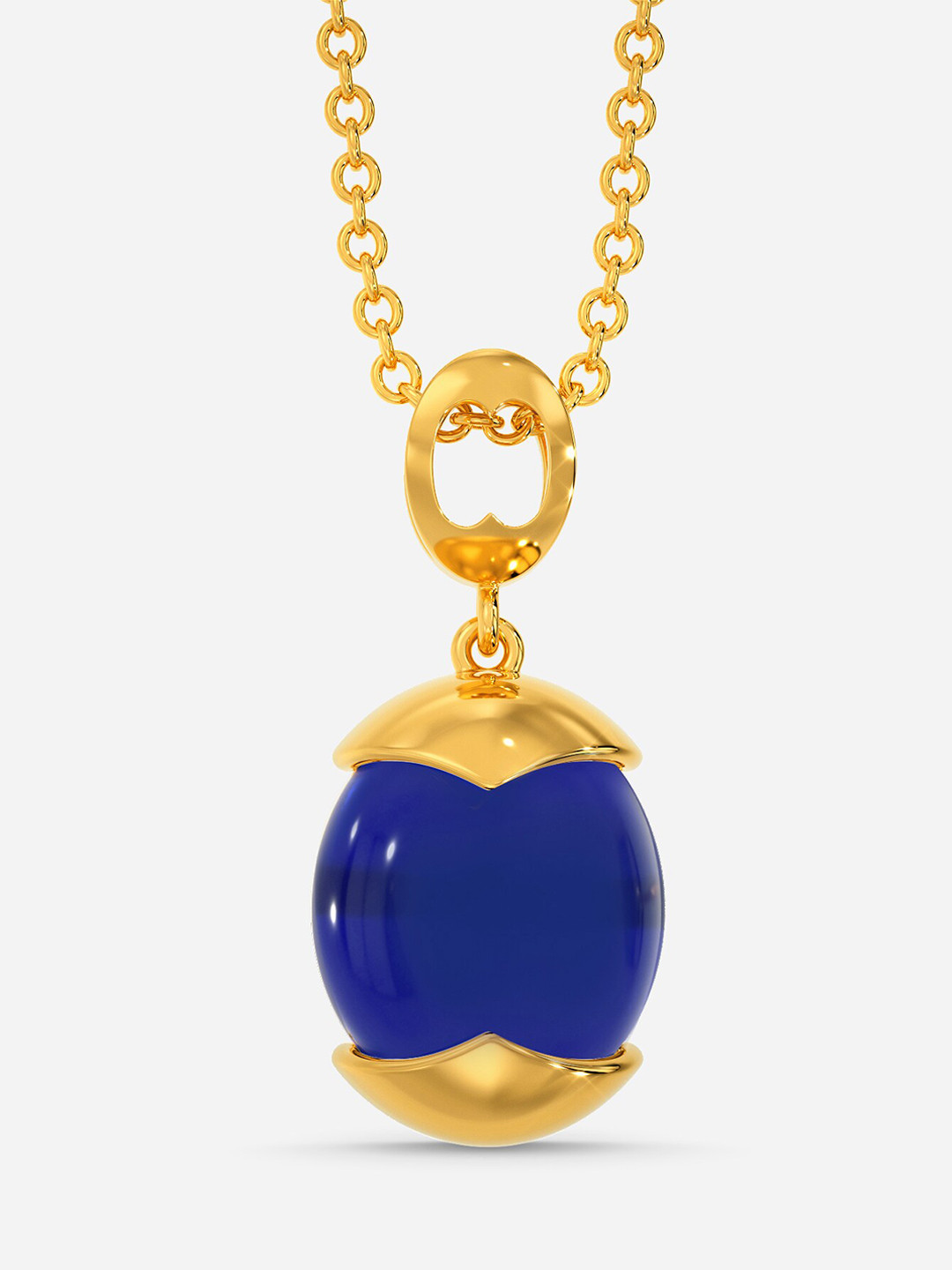

MELORRA Blue Midnight 18KT Gold Chalcedony Gemstone Pendant-2.53gm