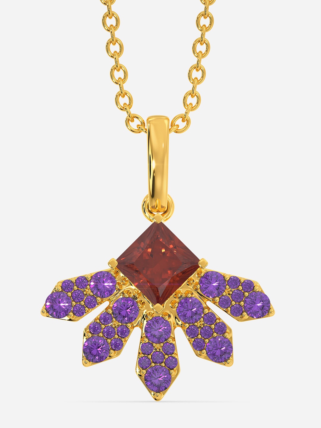 

MELORRA Sparkle Sprinkle 18KT Gold Garnet Gemstone Pendant-2.17gm