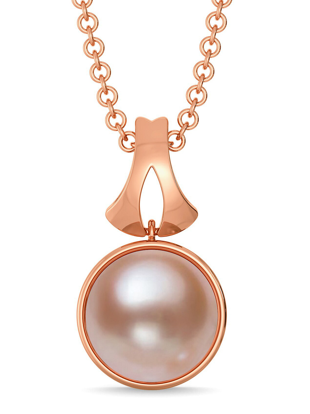 

MELORRA The Beige Rage 18KT Rose Gold Pearl Gemstone Pendant-1.3gm