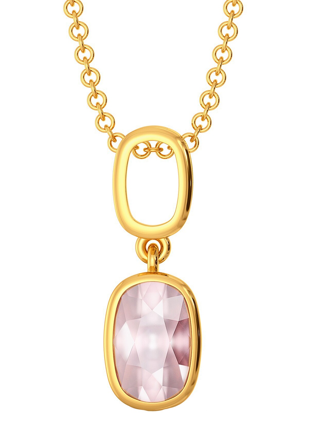 

MELORRA Pink Periwinkle 18KT Gold Quartz Pendant-1.76gm