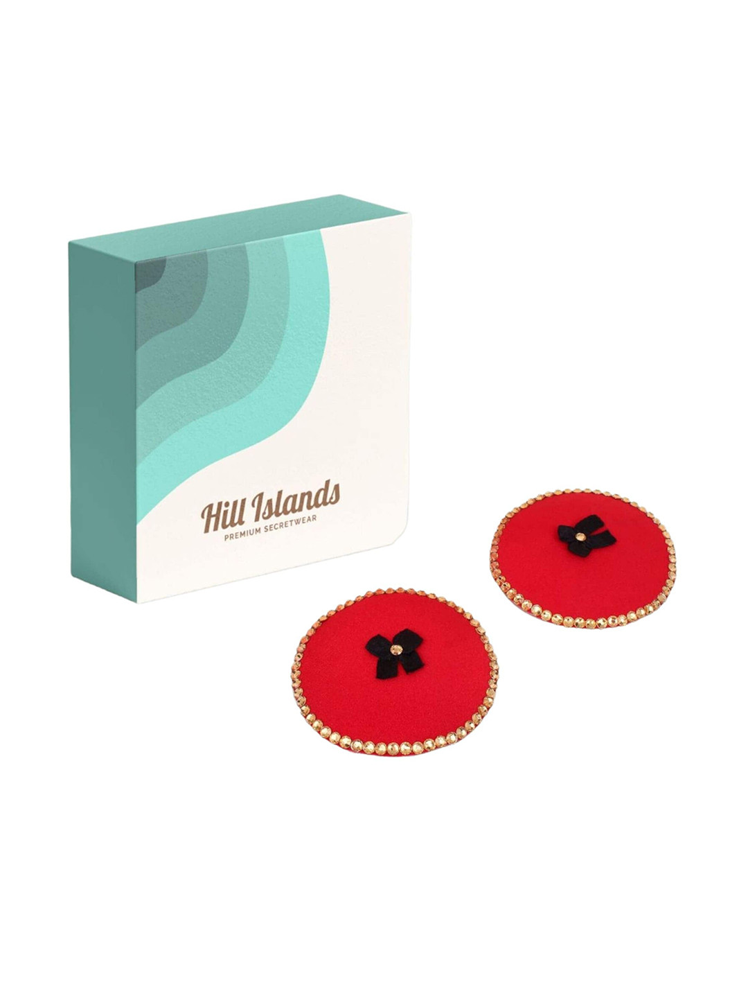 

Hill Islands Embellished Comfortable & Reusable Nipple Pasties, Red