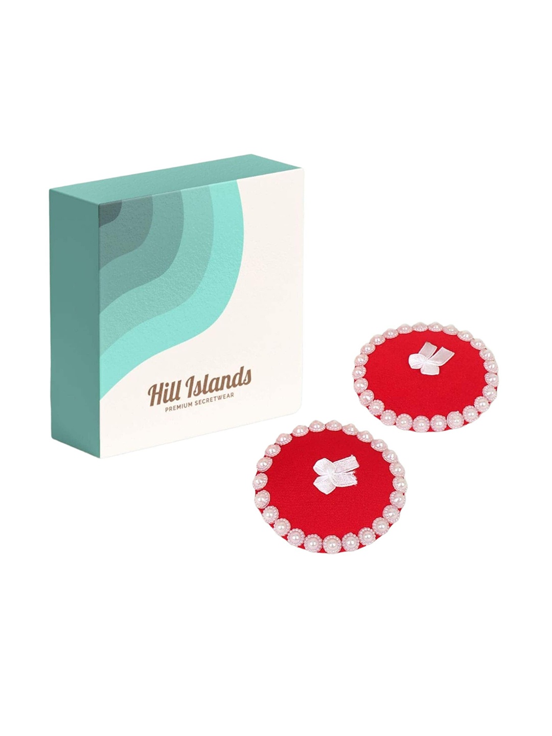 

Hill Islands Embellished Comfortable & Reusable Nipple Pasties, Red