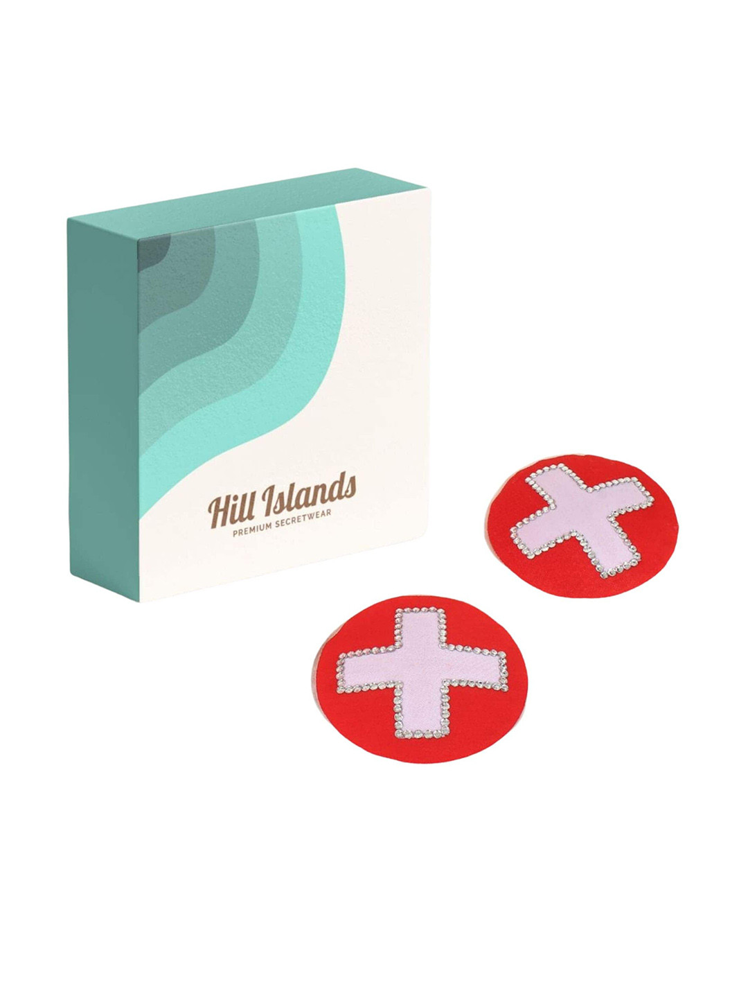 

Hill Islands Embellished Comfortable & Reusable Nipple Pasties, Red