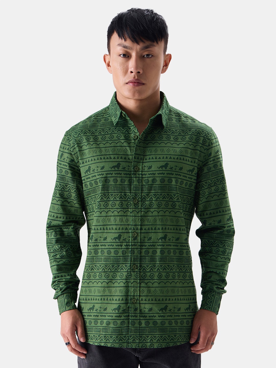 

The Souled Store Green Graphic Printed Cotton Casual Shirt