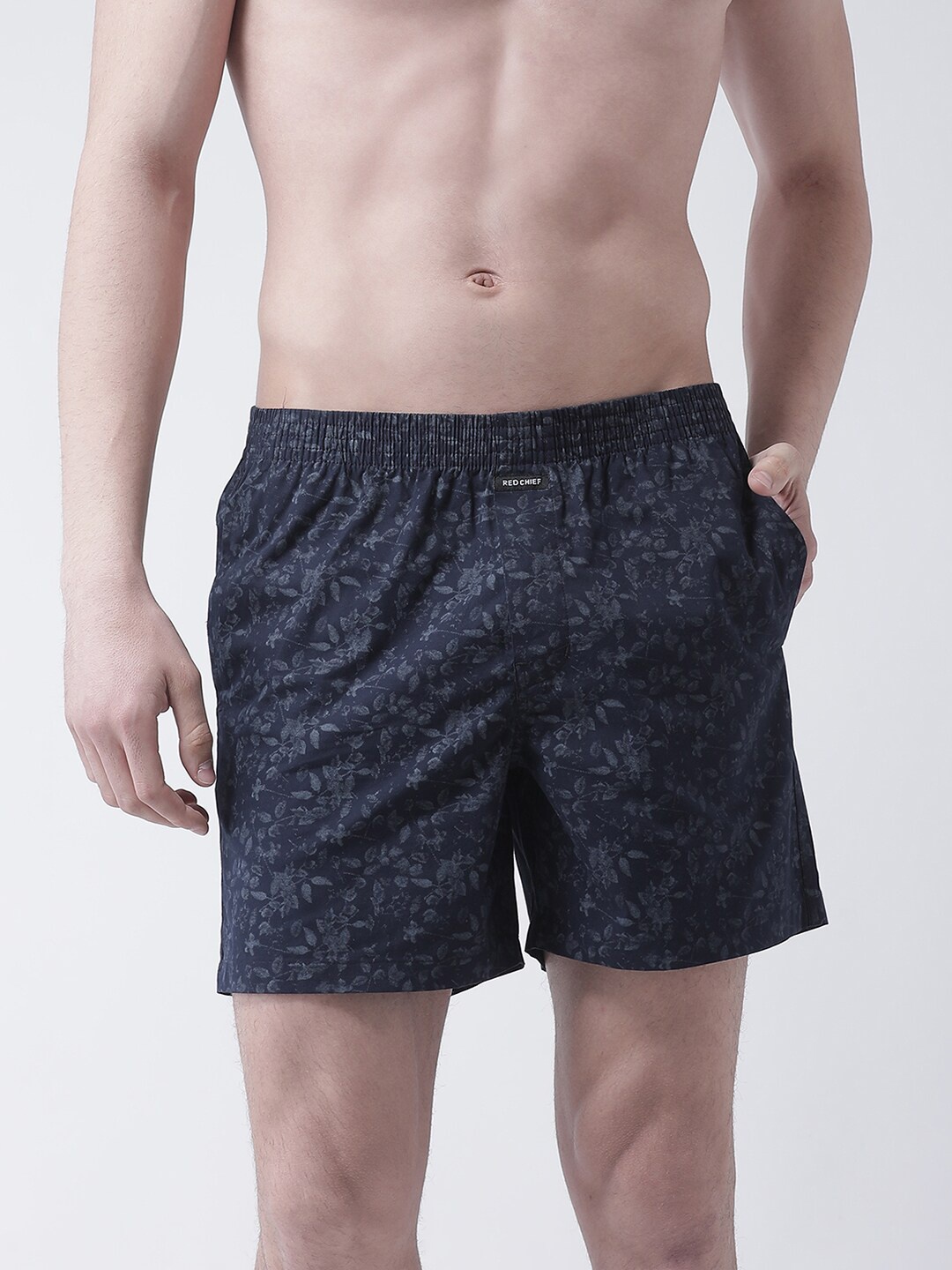 

Red Chief Printed Cotton Boxers, Navy blue