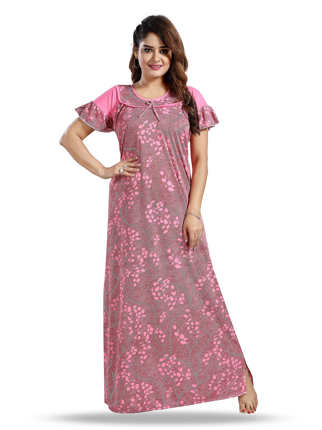 

SHOPPING STATION Abstract Printed Satin Maxi Nightdress, Pink