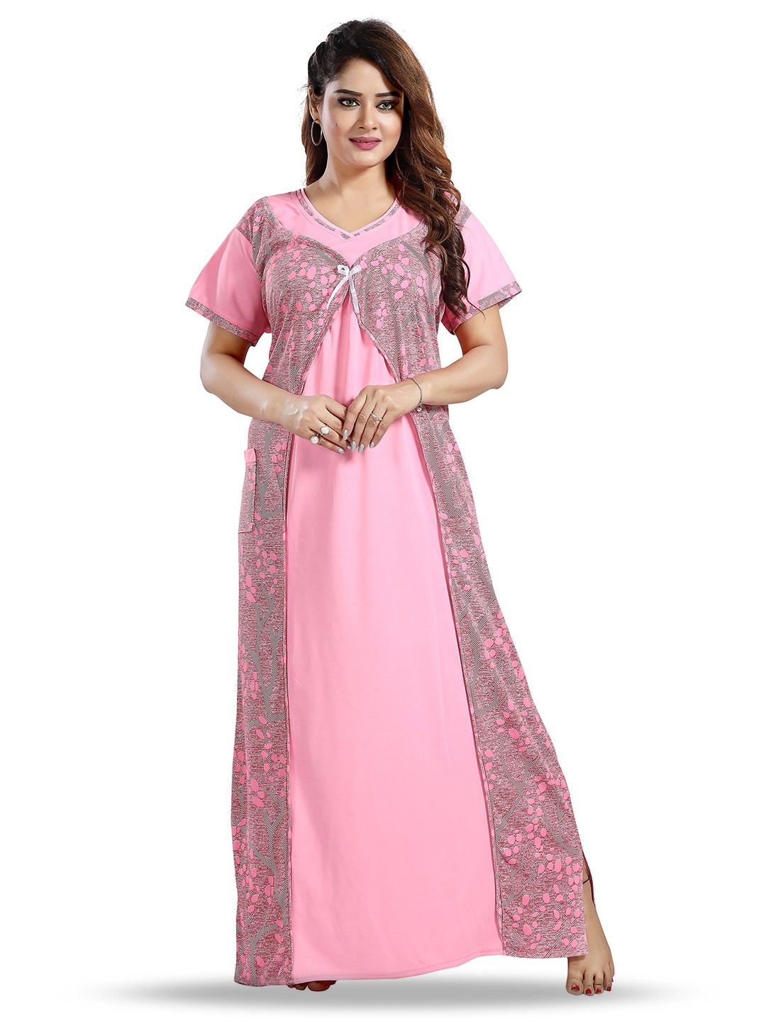 

SHOPPING STATION Abstract Printed Satin Maxi Nightdress, Pink