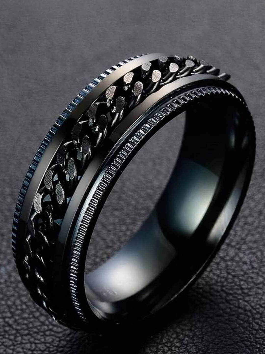 

KARISHMA KREATIONS Textured Finger Ring, Black