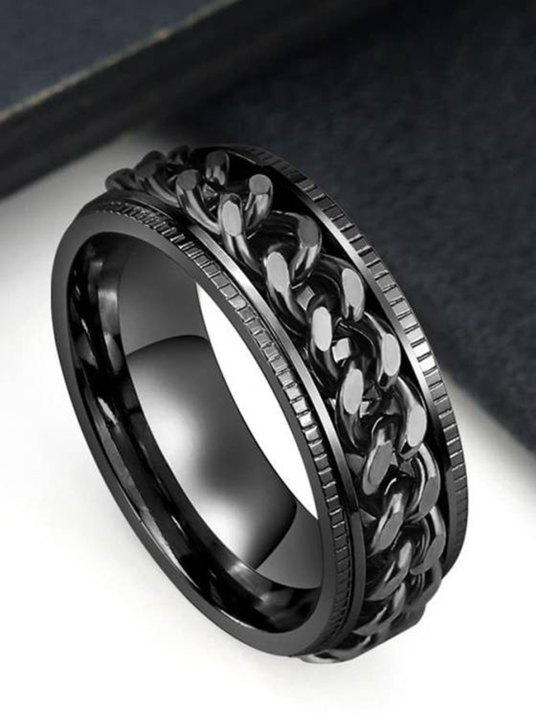 

KARISHMA KREATIONS Intricate Textured Finger Ring, Black