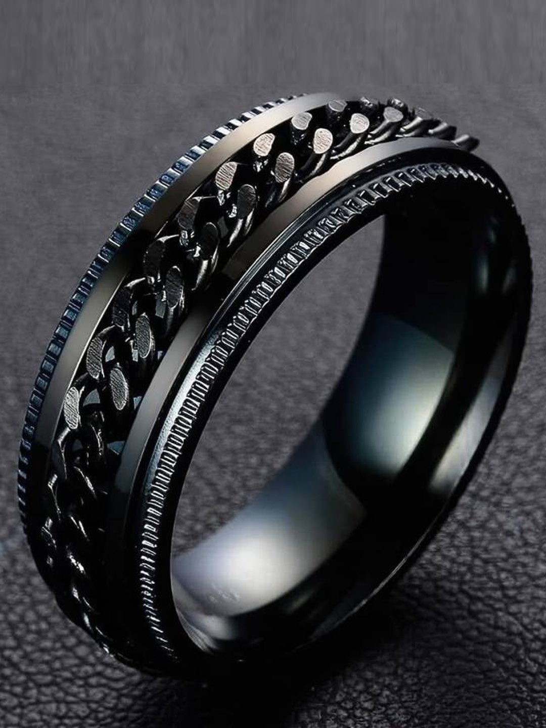 

KARISHMA KREATIONS Intricate Textured Finger Ring, Black