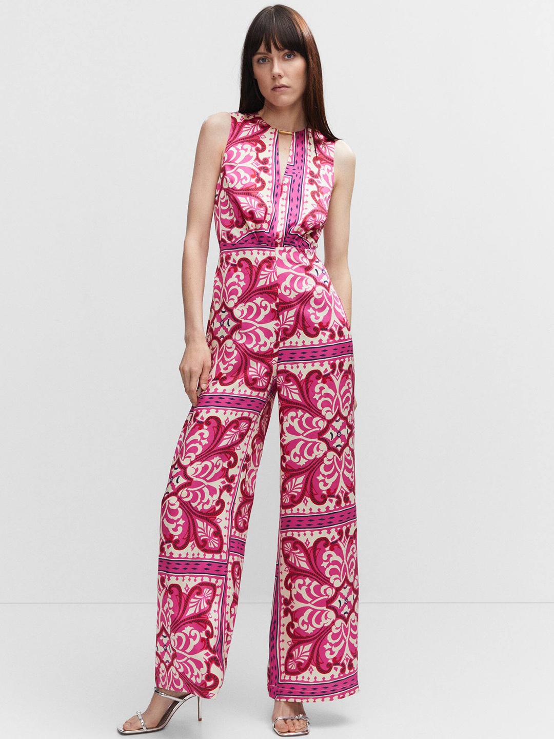 

MANGO Printed Basic Jumpsuit, Pink