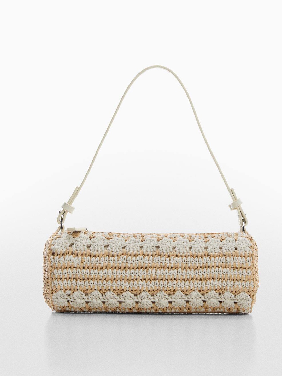 

MANGO Crochet Bowling Shoulder Bag, Beige