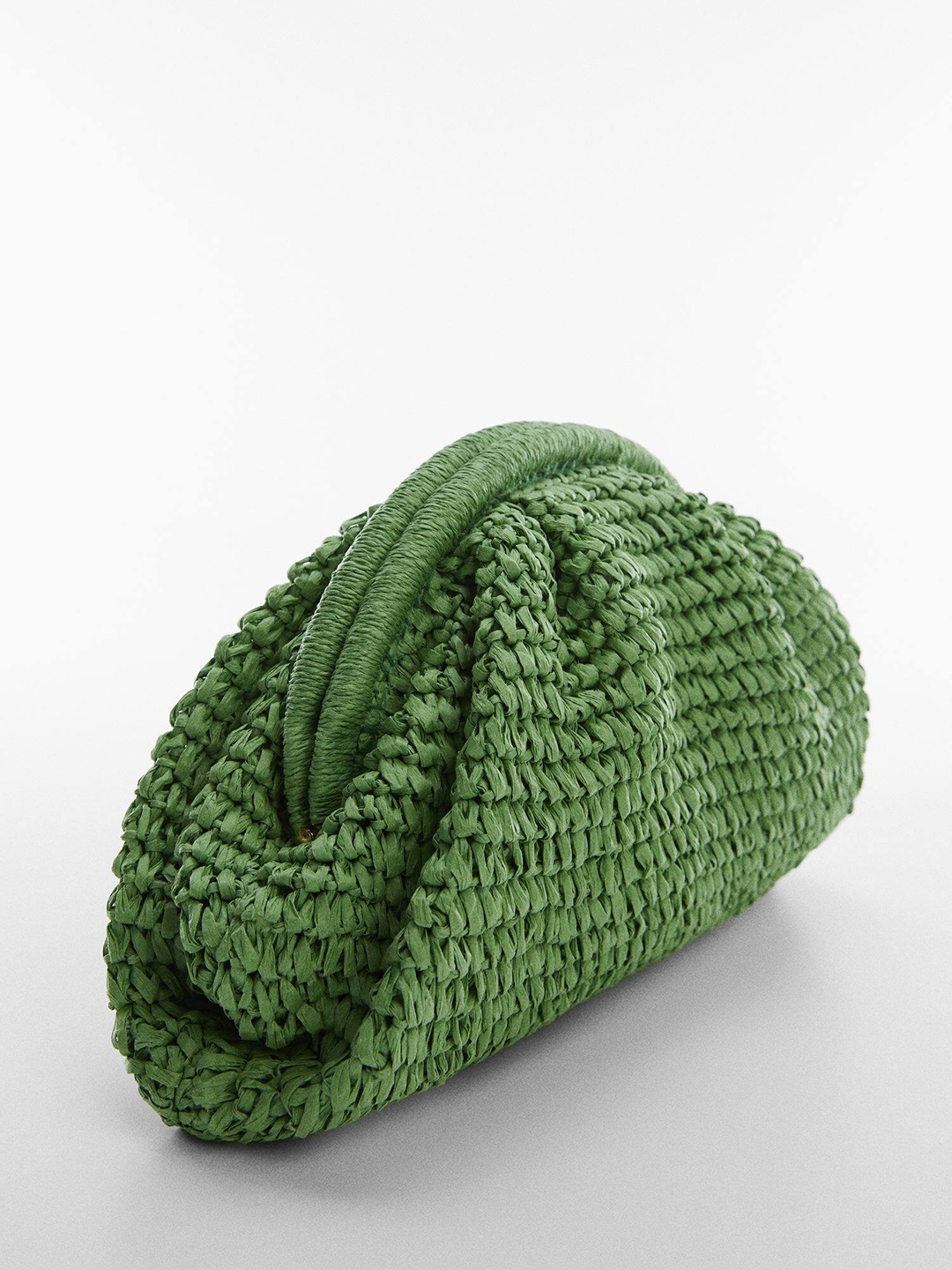 

MANGO Basketweave Half Moon Clutch, Green