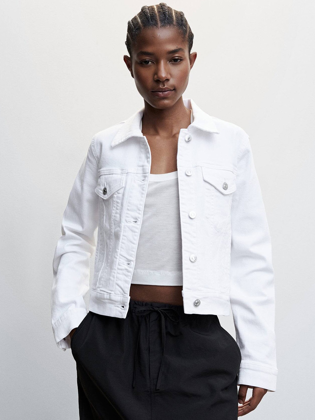 

MANGO Women Denim Jacket, White