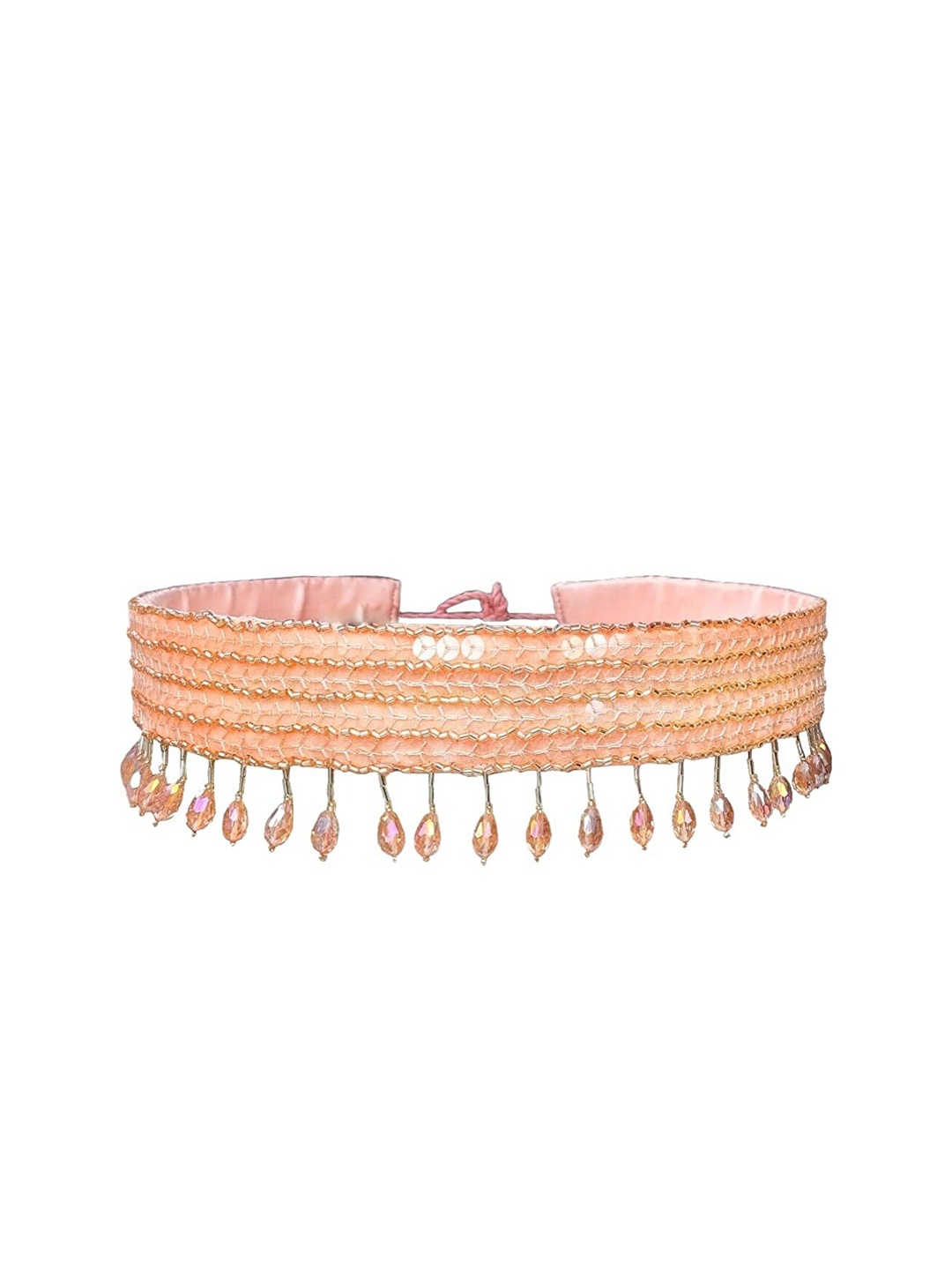 

FRINGES Women Embellished Slim Belt, Peach