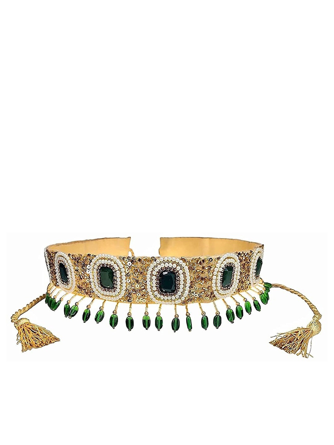 

FRINGES Women Embellished Slim Belt, Green