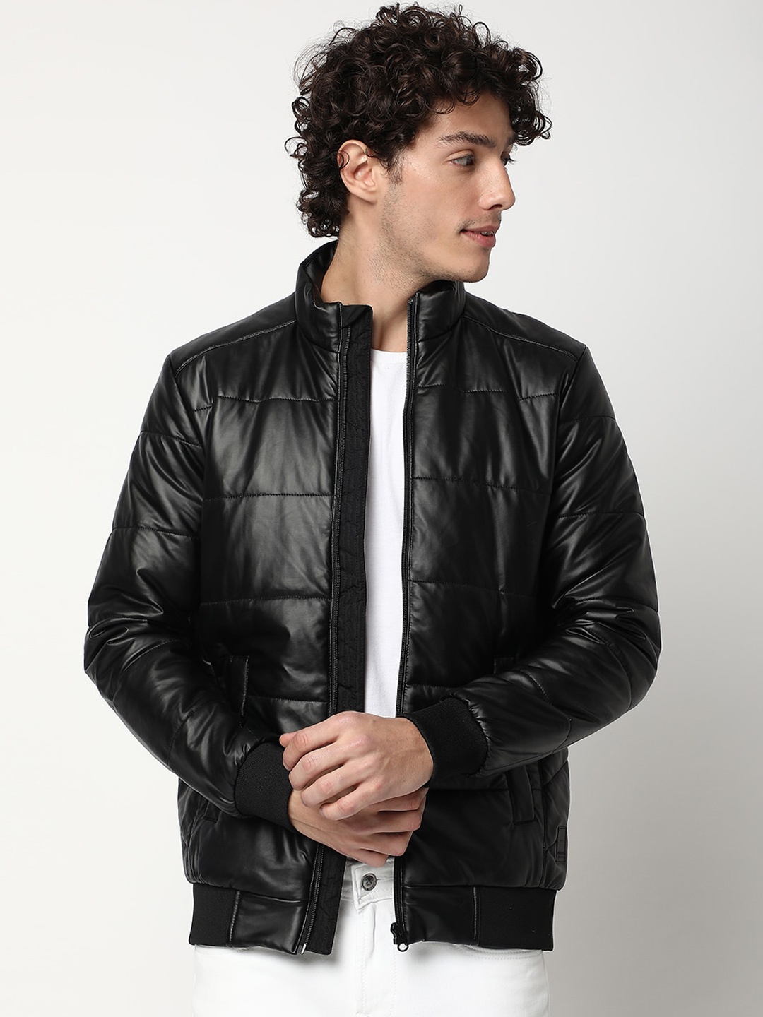 

Mufti Mock Collar Lightweight Slim Fit Padded Jacket, Black